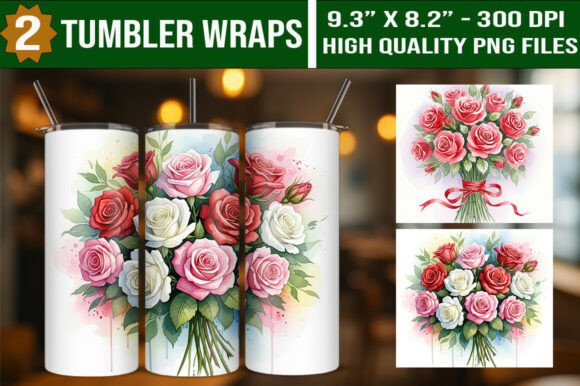 Download Watercolor Valentine Rose Tumbler Wraps - Valentine Collection