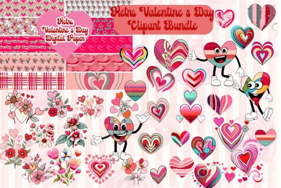 Download Retro Valentine's Day Clipart Bundle - Valentine Collection