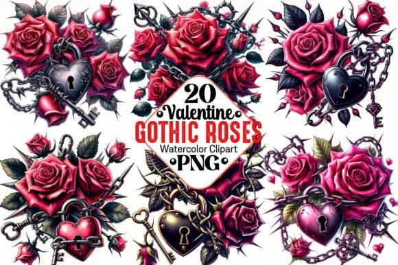 Download Valentine Gothic Roses Clipart - Valentine Collection