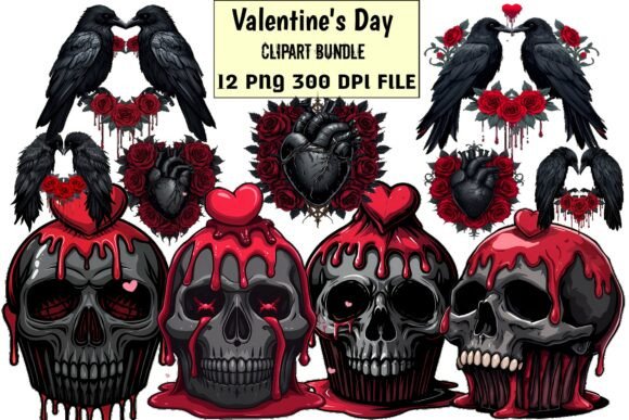 Download Dark Valentine Skull and Raven PNG Bundl - Valentine Collection