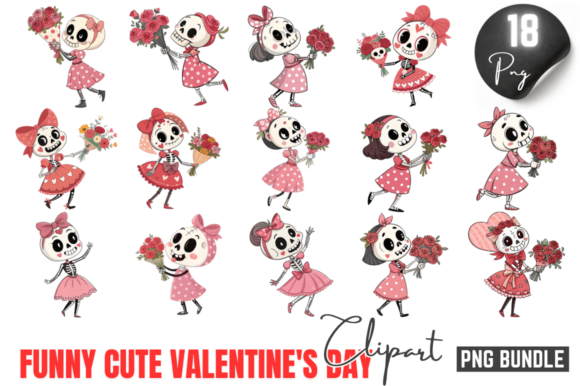 Download Funny Cute Valentine's Day Skeletons Cli - Valentine Collection