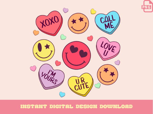 Download Retro Candy Hearts, Groovy Valentine - Valentine Collection