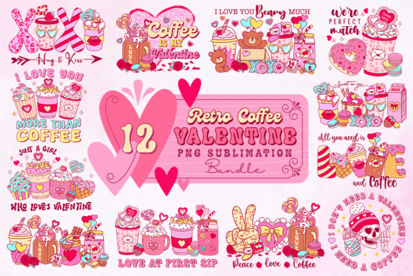 Download Retro Coffee Valentine PNG Bundle - Valentine Collection