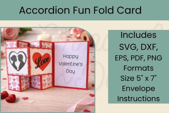 Download 3D Fun Fold Accordion Valentine’s Card - Valentine Collection