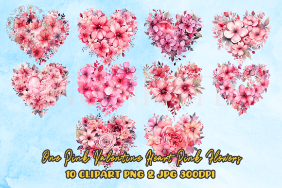 Download One Pink Valentine Heart Pink Flowers - Valentine Collection