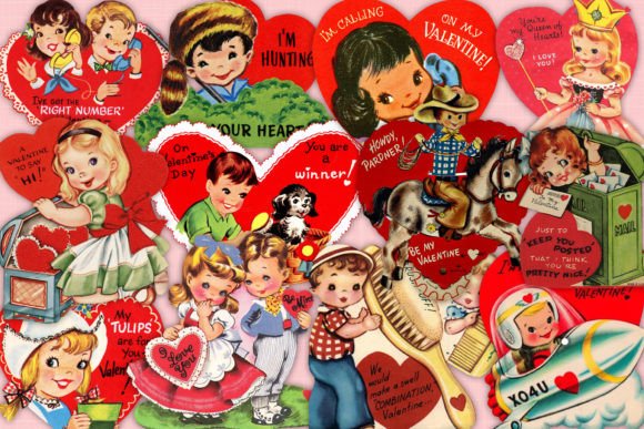 Download Retro Valentine's Day Cards - Valentine Collection