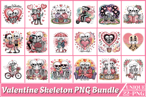 Download Cute Valentine Skeleton PNG Bundle - Valentine Collection