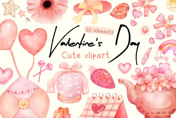 Download Cute Valentine Clipart Watercolor PNG - Valentine Collection