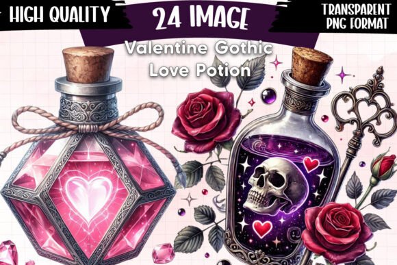 Download Watercolor Valentine Gothic Love Potion - Valentine Collection