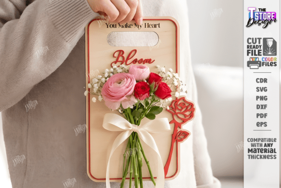 Download Valentine Flower Holder Card Laser Cut - Valentine Collection