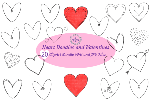 Download 20 Valentine Hearts Doodles Clipart - Valentine Collection