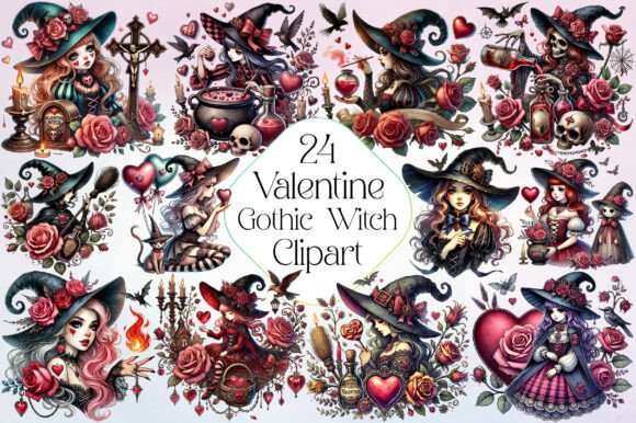 Download Valentine Gothic Witch Clipart - Valentine Collection