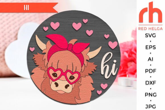 Download Hi Cow SVG, Valentine’s Day Door Sign - Valentine Collection