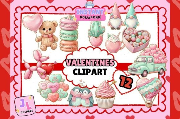 Download Valentines Pink Clipart Bundle - Valentine Collection