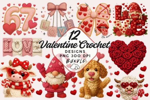 Download Valentine Crochet PNG Bundle, Valentine - Valentine Collection