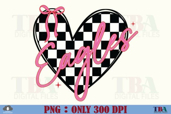 Download Eagles Checkered Heart Valentine Mascot - Valentine Collection