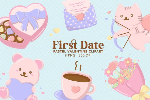 Download First Date Pastel Valentine Clipart - Valentine Collection