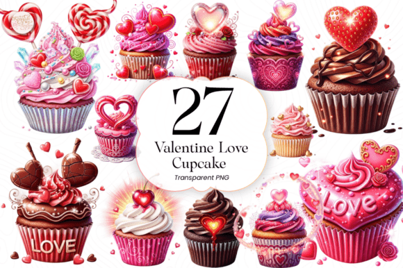 Download Valentine Love Cupcake Illustration - Valentine Collection