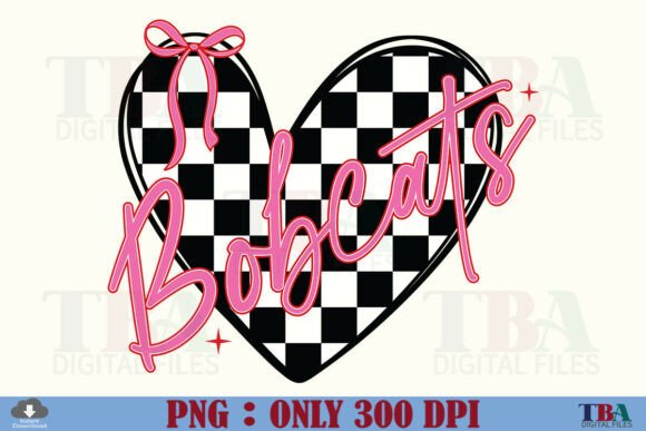 Download Bobcats Checkered Heart Valentine Mascot - Valentine Collection