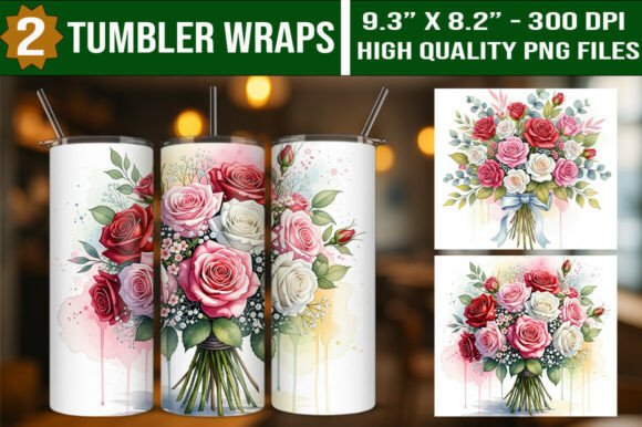 Download Watercolor Valentine Rose Tumbler Wraps - Valentine Collection