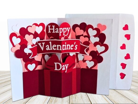 Download Valentine Hearts Pop Up Card - Valentine Collection