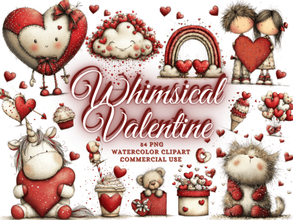 Download Whimsical Valentine Clipart Png Bundle - Valentine Collection