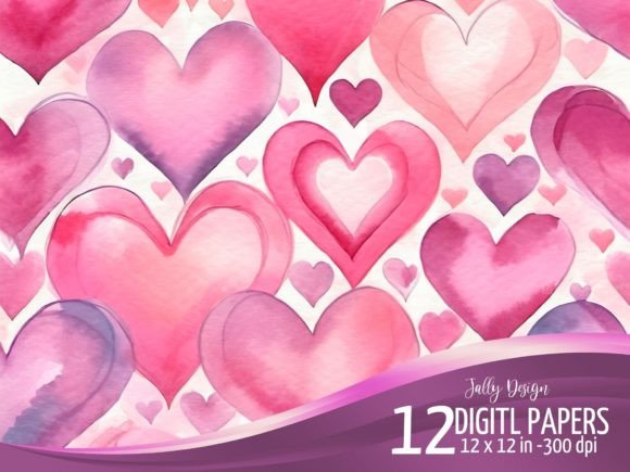 Download Watercolor Valentine's Day Hearts Design - Valentine Collection