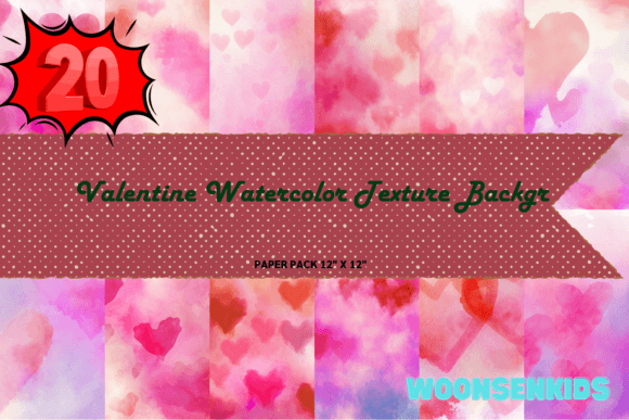 Download 20 Valentine Watercolor Texture Backgr Png Kdp Digital Paper - Valentine Collection