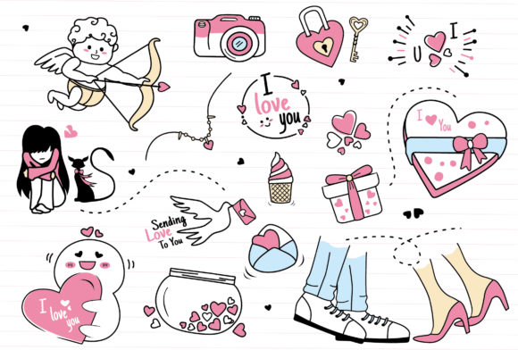 Download Doodle Valentine Clipart Collection Set - Valentine Collection