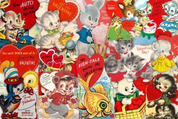 Download Retro Animal Valentine's Day Cards - Valentine Collection
