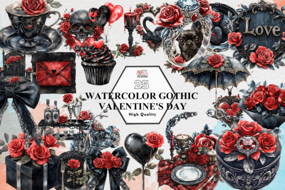 Download Watercolor Gothic Valentine's Day - Valentine Collection