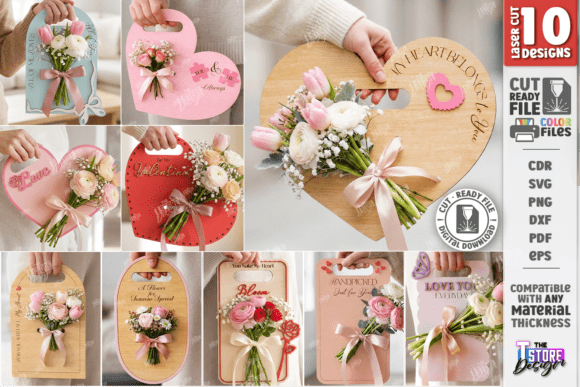 Download Valentine Flower Holder Cards Bundle CNC - Valentine Collection