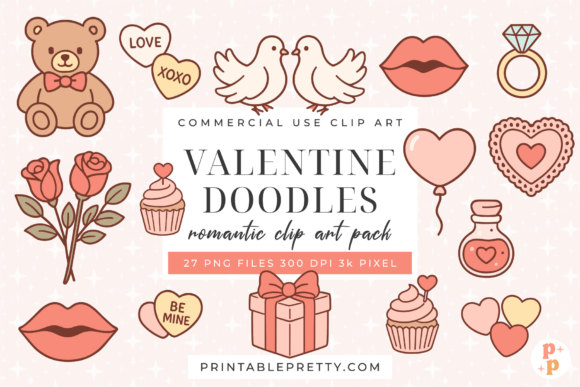 Download Cute Valentine Clipart Doodles PNG - Valentine Collection