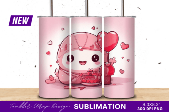 Download Valentine Cute Creature Holding Tumbler - Valentine Collection