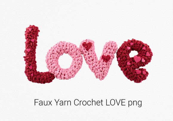 Download Faux Yarn LOVE Valentine Crochet PNG - Valentine Collection