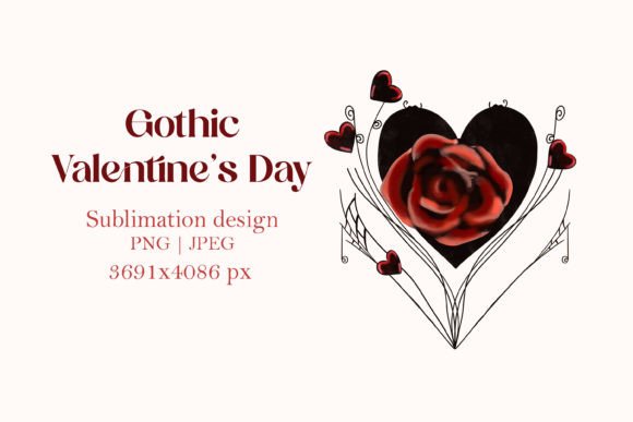 Download Gothic Valentine's Day Rose and Hearts - Valentine Collection