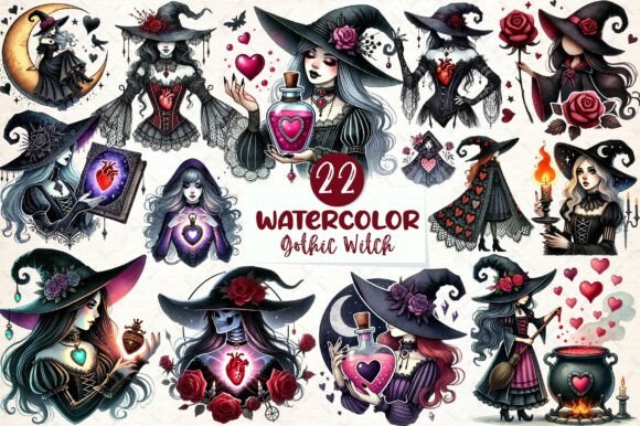 Download Valentine Gothic Witch Clipart - Valentine Collection