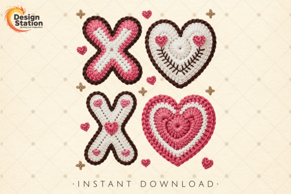 Download XOXO Crochet Hearts Valentine PNG - Valentine Collection