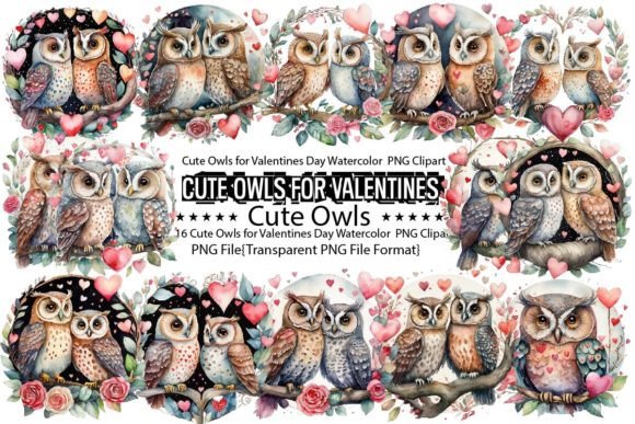 Download Cute Owls for Valentines Day Watercolor - Valentine Collection