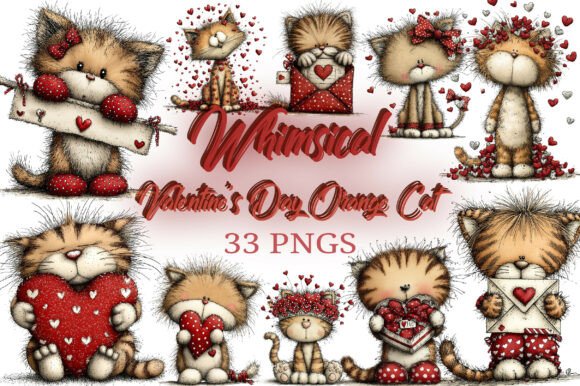 Download Valentine's Day Orange Cat Clipart Png - Valentine Collection