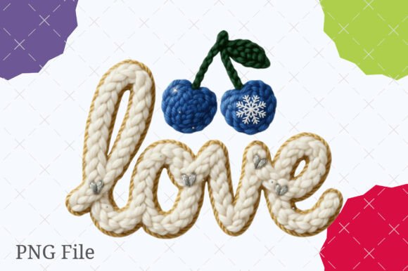 Download Faux Yarn LOVE Cherry Valentine PNG - Valentine Collection