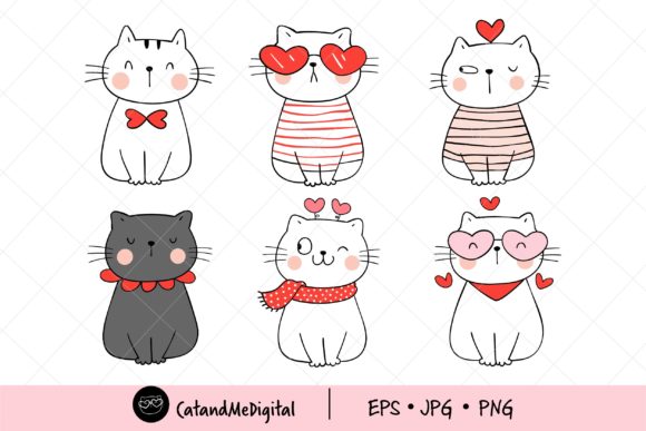 Download Cute Cat Valentine Clipart. - Valentine Collection