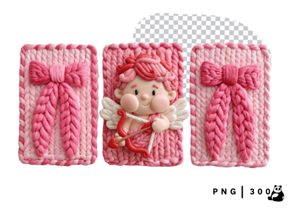 Download Valentine Pink Faux Yarn Cupid Frame - Valentine Collection