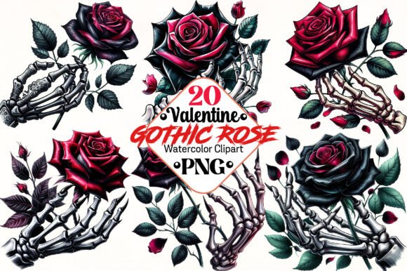Download Valentine Gothic Rose Clipart - Valentine Collection