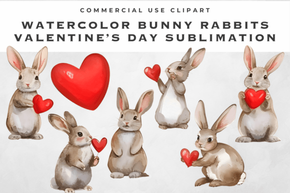 Download Valentine Clipart Bunny Rabbit Hearts - Valentine Collection