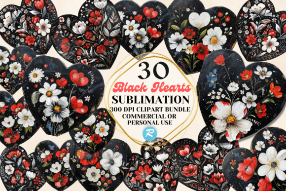 Download Black Hearts Valentines Clipart Bundle - Valentine Collection