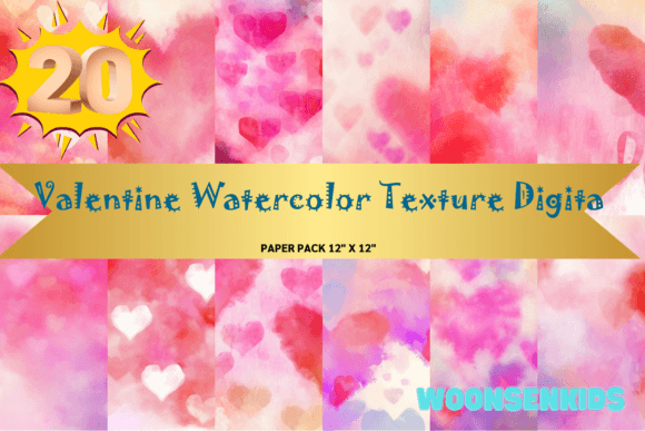 Download 20 Valentine Watercolor Texture Digita Png Kdp Digital Paper - Valentine Collection