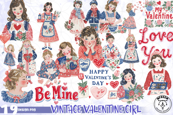 Download Vintage Valentine Girl PNG - Valentine Collection