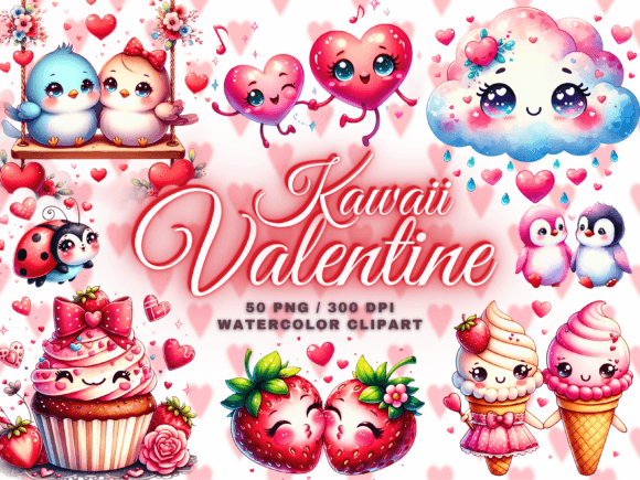 Download Cute Valentine Clipart - Kawaii Clipart - Valentine Collection