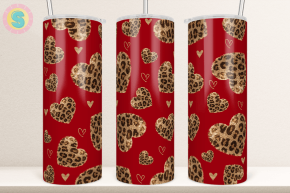 Download Leopard Fur Heart Valentine Tumbler Wrap - Valentine Collection